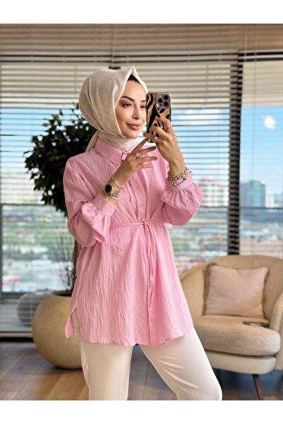 Lamazi Veil 2043 Sequined Silk Shirt Pink