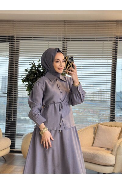 ALANURMODA 7477 طقم كلاسيكي باللون الرمادي
