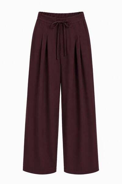 elif teke Novra Lace-Up Tencel Trousers Brown