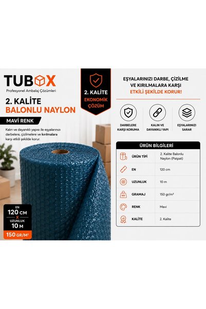 TUBOX Balonlu Pat Pat 150gr Eşya Taşıma Naylonu 120cm x 10m
