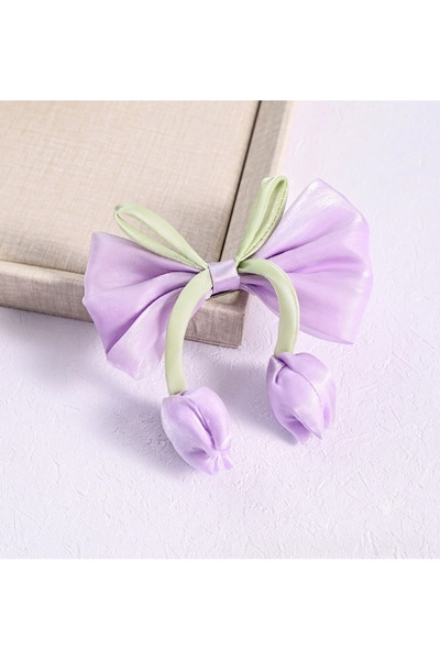 Jeevee Lale Model Ribbon Clip-On Hairpin - Satin Organza Lale Detailed Alliga...