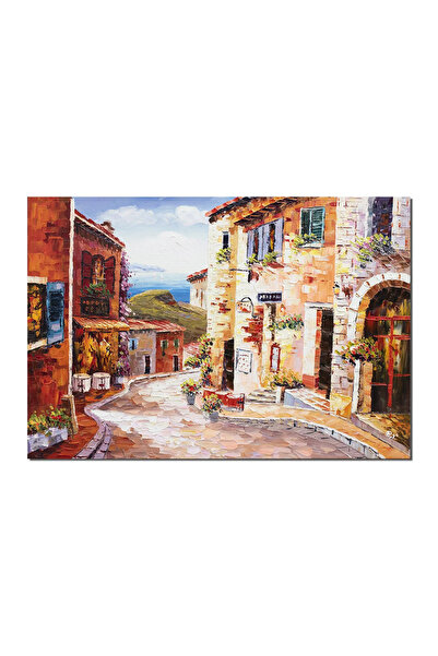 artnova Ръчно рисувана средиземноморска картина с градски пейзаж, ТИХНА, 100x...