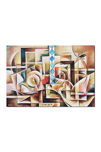 artnova Χειροποίητος κυβιστικός πίνακας, Σόλο κιθάρας, 100x70 εκ. λάδι σε καμ...
