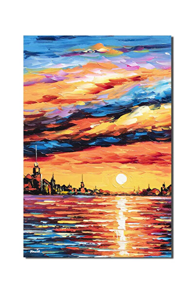 artnova Ръчно рисувана морска картина, Залез, 60x40см, маслена на платно, с 3...