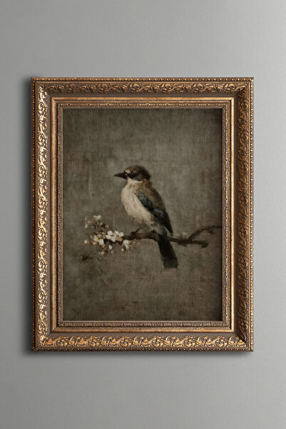 epiqart Bird on a Flower Branch - Vintage Patterned Painting - Thick Model