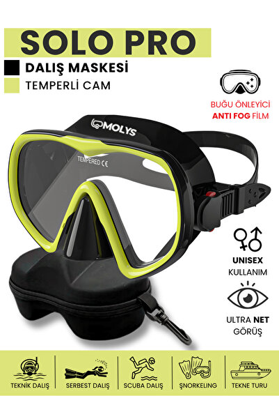 MOLYS SOLO PRO DALIŞ MASKESİ + MASKE KUTUSU + ANTI FOG (BUĞU ÖNLEYİCİ FİLM)