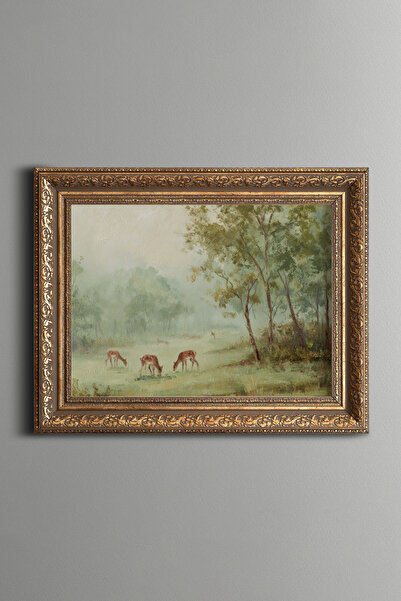 epiqart Pastel Forest and Deer - Vintage Patterned Painting - Thick Model