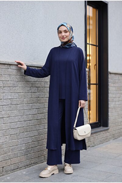 Modamorfo Lycra Oversize Triple Sendy Suit with Pockets - Dark Blue
