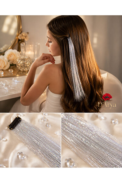 Darya Dd818 Silver Snap-On Tinsel Hair Glitter Bridal Wire