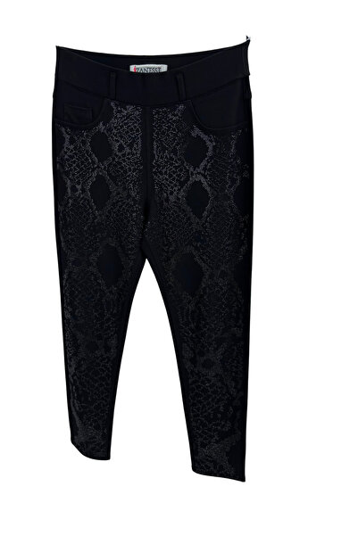 ZANESSI Plus Size Women's Knitted Trousers with Elastic Waist and Stone Detail