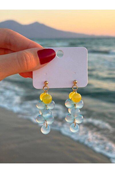 LioraJewellry Sallantılı Üzüm Model Küpe Mavi
