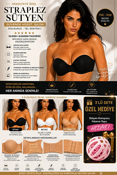 AV ANZAV 1574 3 Colors in 1 Women's Strapless Bra – Non-Padded, Underwire, Si...