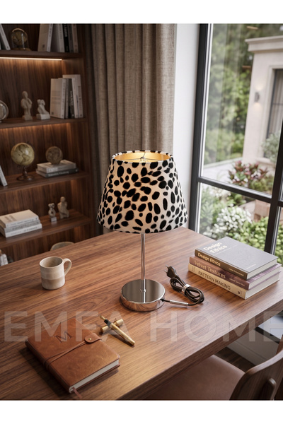 EMFA HOME Leopard Patterned Lampshade Silver Color |   Single Table Lamp for ...