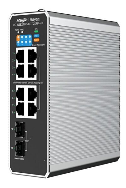 Universal Ruijie RG-NIS2100-8GT2SFP-HP 8x10-100-1000 PoE+2xSFP Port IP40 مزود...