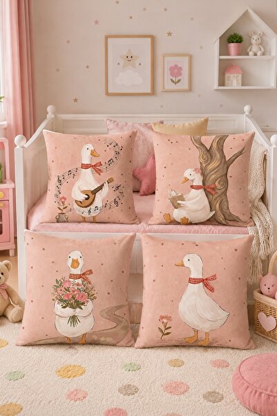 EVPANYA Musician Geese Patterned 4-Piece Children's and Baby Pillowcase Set