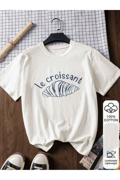 SVART WEAR Καλοκαιρινό μπλουζάκι με στάμπα Le Croissant, μεγάλου μεγέθους, με...