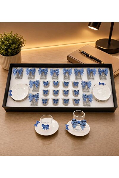Generic A luxurious hospitality set – coffee cups and tea glasses with elegan...