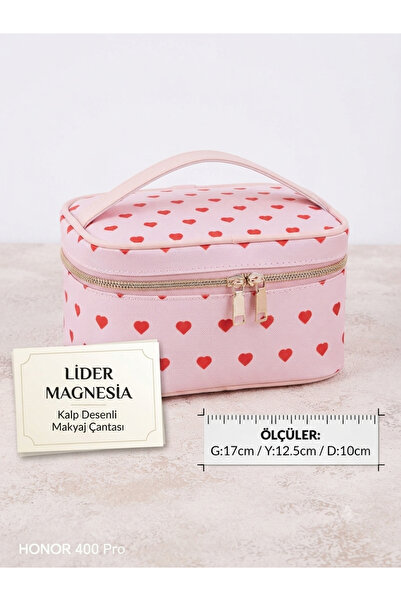 Lider MAGNESİA Makeup Bag with Heart Pattern
