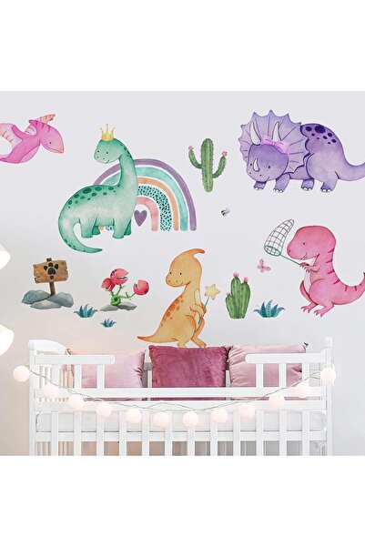 Arabest Dinosaur Wall Stickers,Cute Removable Cactus Nursery Tropical Plant D...