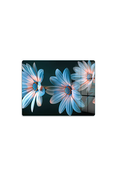 Cam Kesme Tahtası Renkli Çiçek Desenli Çok Amaçlı 35 x 25 cm