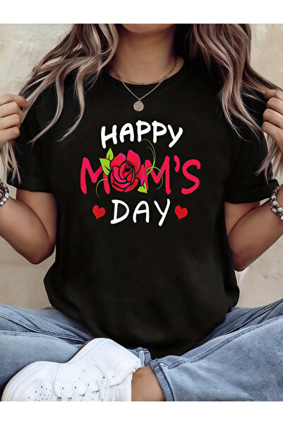 212ZTD قميص نسائي بطباعة وردة من Happy Mom's، قميص كاجوال بأكمام قصيرة وياقة ...