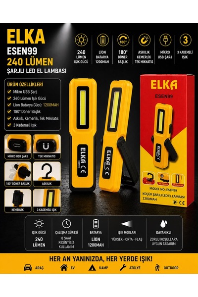 ELKA KÜÇÜK ŞARJLI LED EL LAMBASI