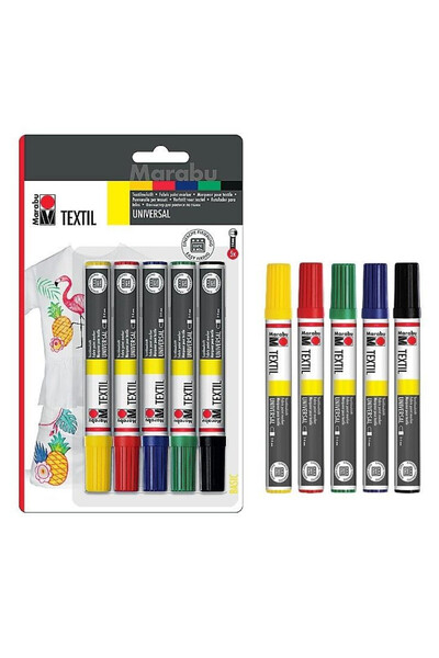 Marabu Markere pentru tesaturi set 5 culori multicolor 24mm