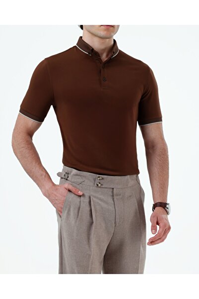 TerziAdemAltun Italian Style Slim Fit Men's Polo Collar Short-Sleeved Knitwea...