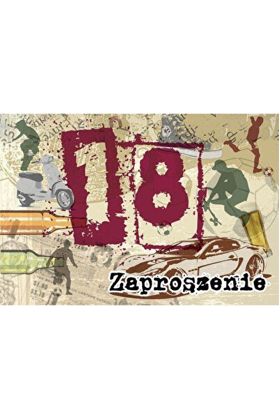 KUKARTKA Invitatii ZZ-051 18 ani, cu folie UV, cu plicuri, Multicolor, 5 buc.