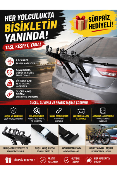 CAR BOOST Bisiklet taşıma aparatı tüm araçlara uyumlu süpriz hediyeli