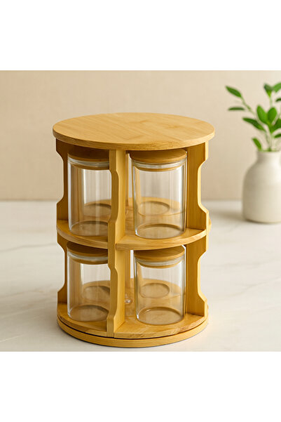 magicool 10 Piece 2-Tier Glass Salt Shaker & Spice Container Set with Rotatin...