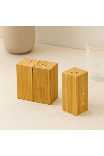 magicool Wooden Bamboo Magnetic 2-Piece Spice Rack & Salt Shaker (4.5×5×9 cm)