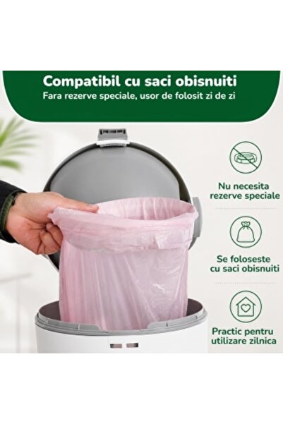 Mavio Cos pentru Scutece, 12 Litri, Inchidere Ermetica, Compatibil cu Saci Obisnuiti, Reduce Mirosurile, Utilizare cu o Mana, Material PP si ABS, Usor de Curatat, Design Compact