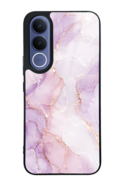 Spoyi Vivo V70 FE Lavender Rose Marble Tasarımlı Glossy Telefon Kılıfı