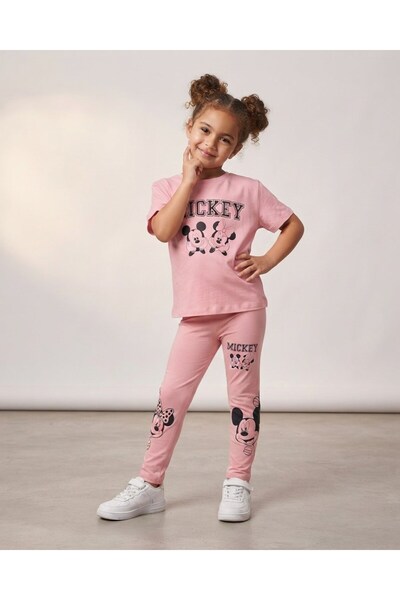 Egelite Girl's Summer Mickey Printed 2-Piece Thin Set with Tights and T-Shirt...