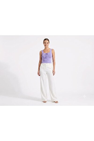 onno style women Sleeveless Square Neck Tricot Women's Blouse with Lace Detail