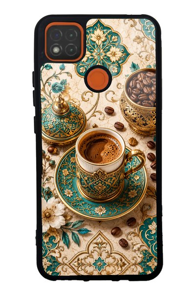 Spoyi حافظة هاتف لامعة بتصميم قهوة عثمانية باللون الفيروزي لهاتف Xiaomi Redmi 9C