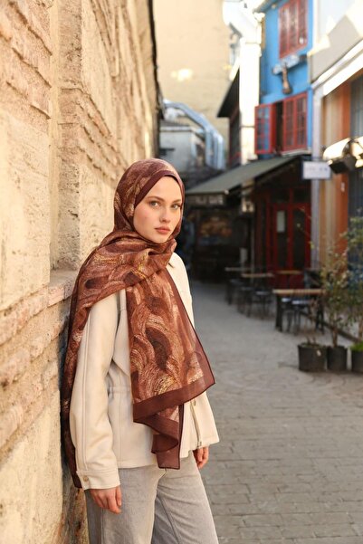 ENRİCO FERRİ Allure Swirl Pattern Tensel Shawl - Brown