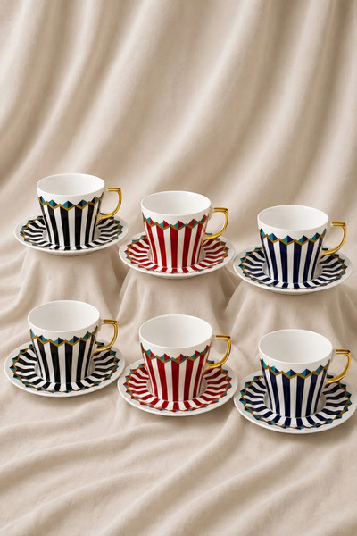 Bereketli Store Acar Anika 3 Color 6-Piece Turkish Coffee Cup Set – Porcelain...