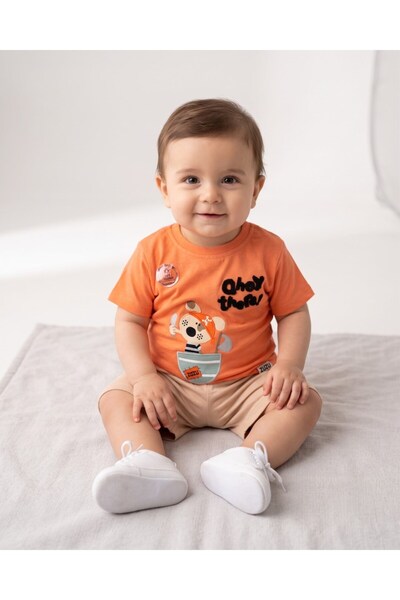 Egelite Baby Boy Summer Embroidered Shorts T-Shirt 2-Piece Set for 6-9-12-18-...