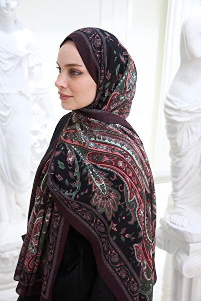 ENRİCO FERRİ Petra Nazende Patterned Shawl - Black Dark Plum