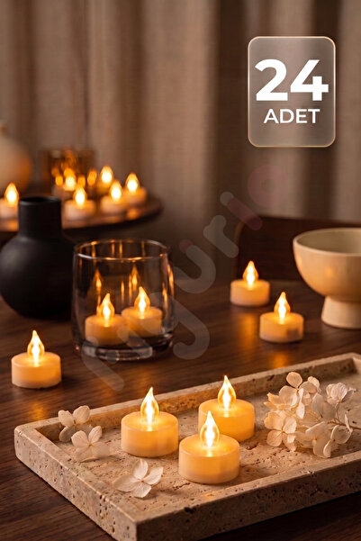 figurio LED Tealight Mum / Pilli Dekoratif Mum / Sıcak Sarı Işık / Piller Dah...