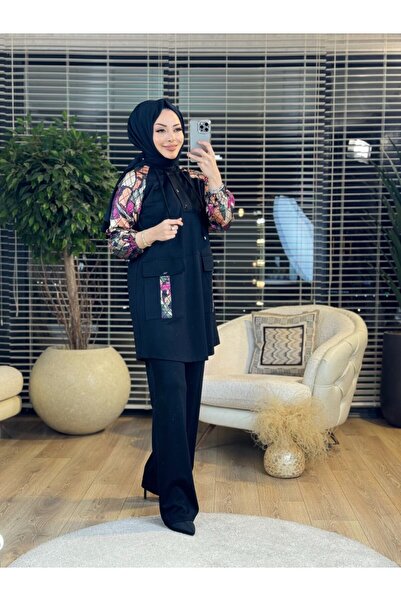 ORHAN STORE 02-2221 بدلة مبطنة على الكتفين والأكمام باللون الأسود
