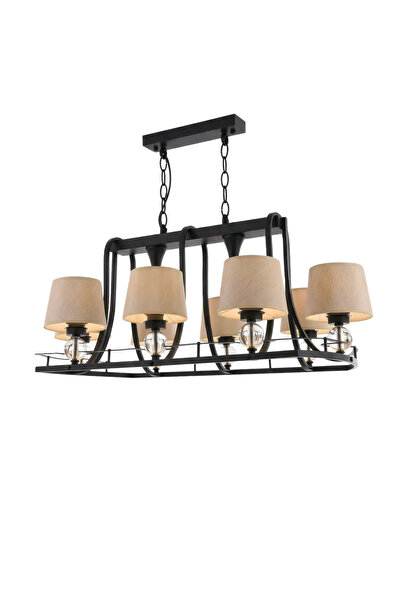 Avonni AV-1597-8Y-BSY-S Siyah Boya Modern Avize E27 Metal Cam H: 70 cm, WxD: ...