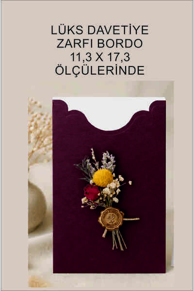 Çınar LÜKS DAVETİYE ZARFI BORDO (50 ADET)