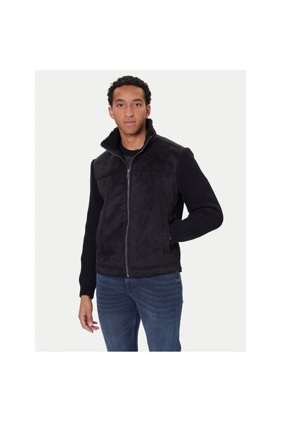 Guess Geacă bărbătească din imitație de piele M5BR79Z5570 Negru