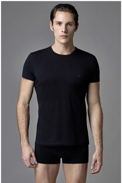 Eros Men's 95% Cotton 5% Elastane 4-Pack Compact O-Neck T-Shirt