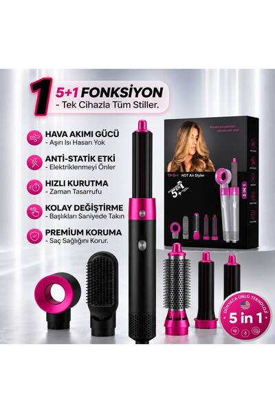 TP 5+1 Arada Hot Air Styler Saç Şekillendirici - Profesyonel Saç Kurutma & Bu...