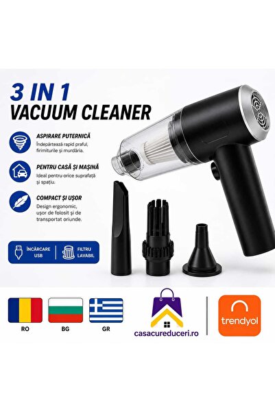 ANY SHOP MARKET Aspirator portabil fără fir 3 în 1 AS-228, reîncărcabil USB, ...