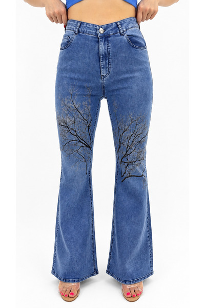 ZANESSİ FASHION Plus Size Belted Lycra Denim Women's Trousers
